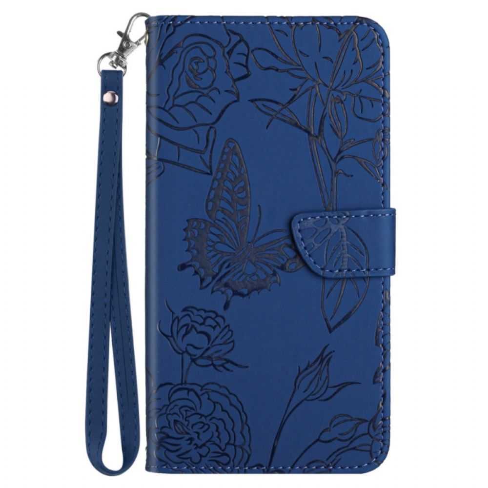 Leren Hoesje Realme 12 Pro / 12 Pro Plus Vlinderprint Met Bandje Bescherming Hoesje