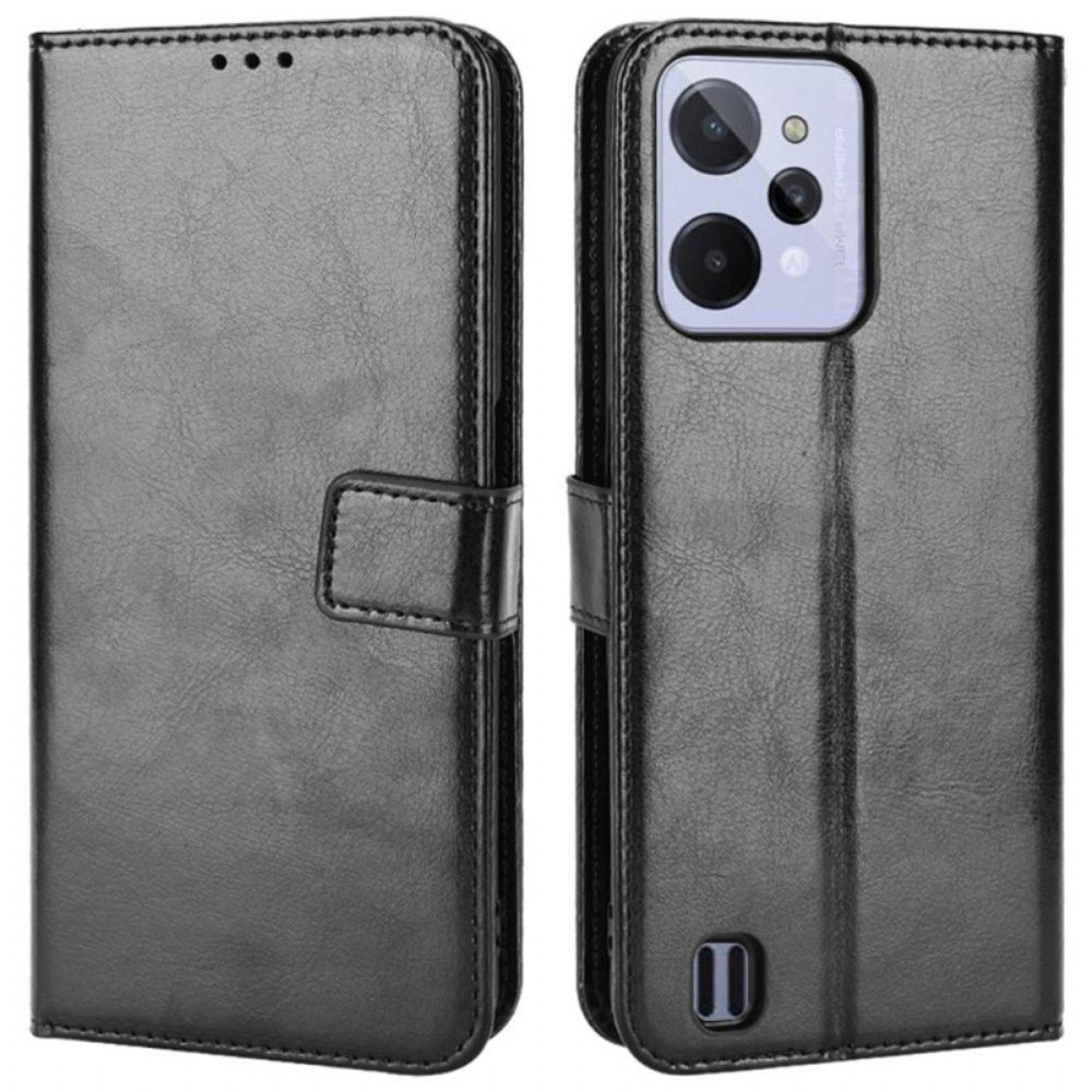 Folio-hoesje voor Realme C31 Glanzend Leereffect