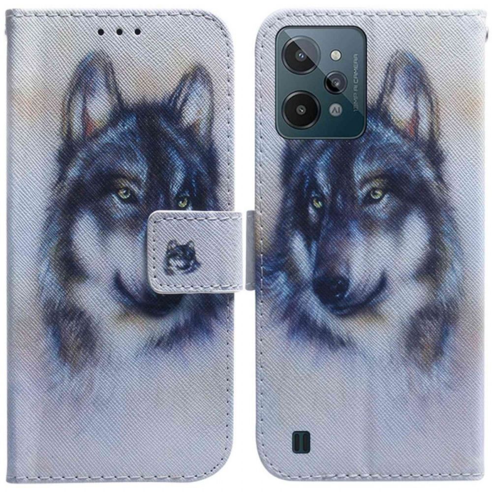 Leren Hoesje voor Realme C31 Wolfenkop