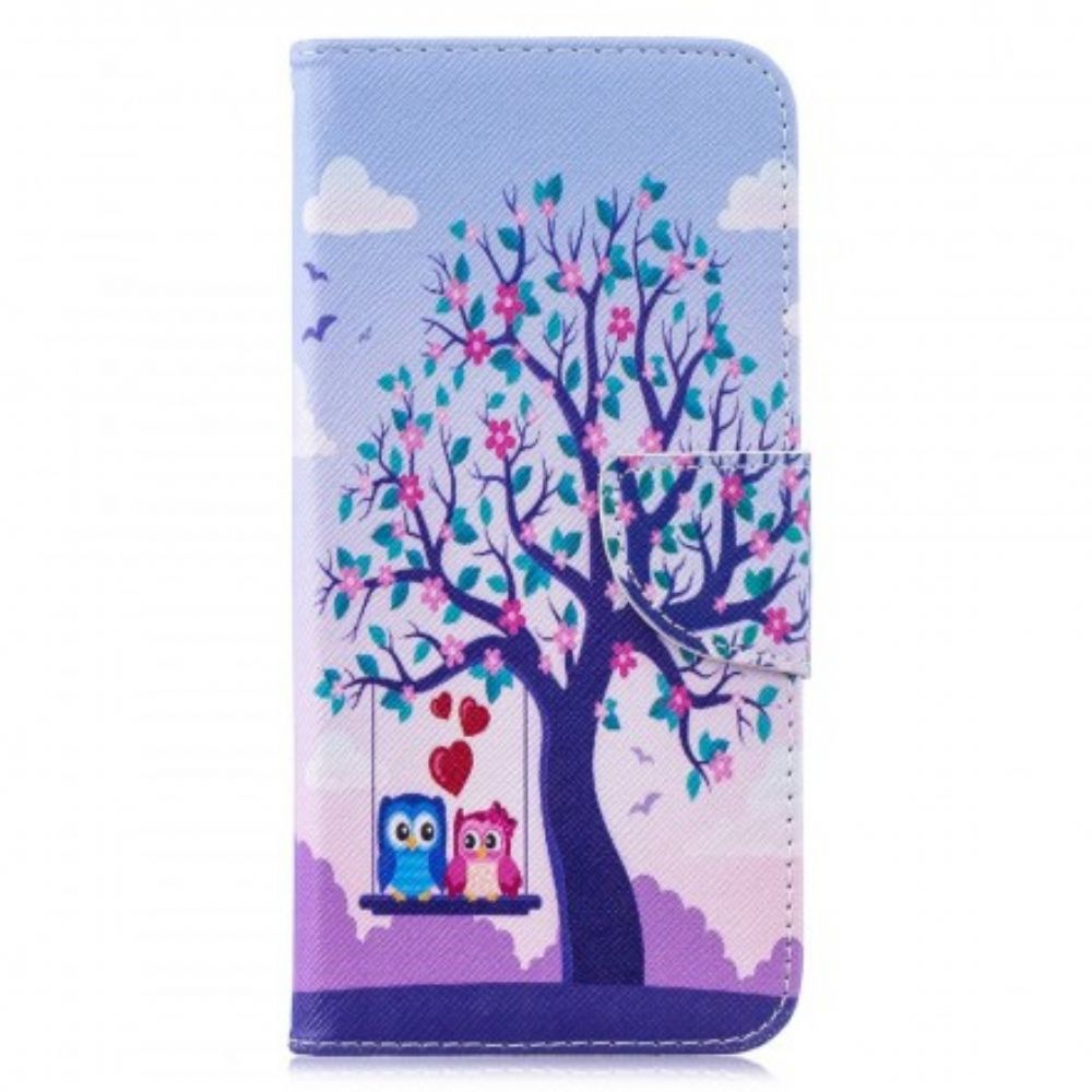 Flip Case voor Xiaomi Redmi Note 7 Uilen Op De Schommel