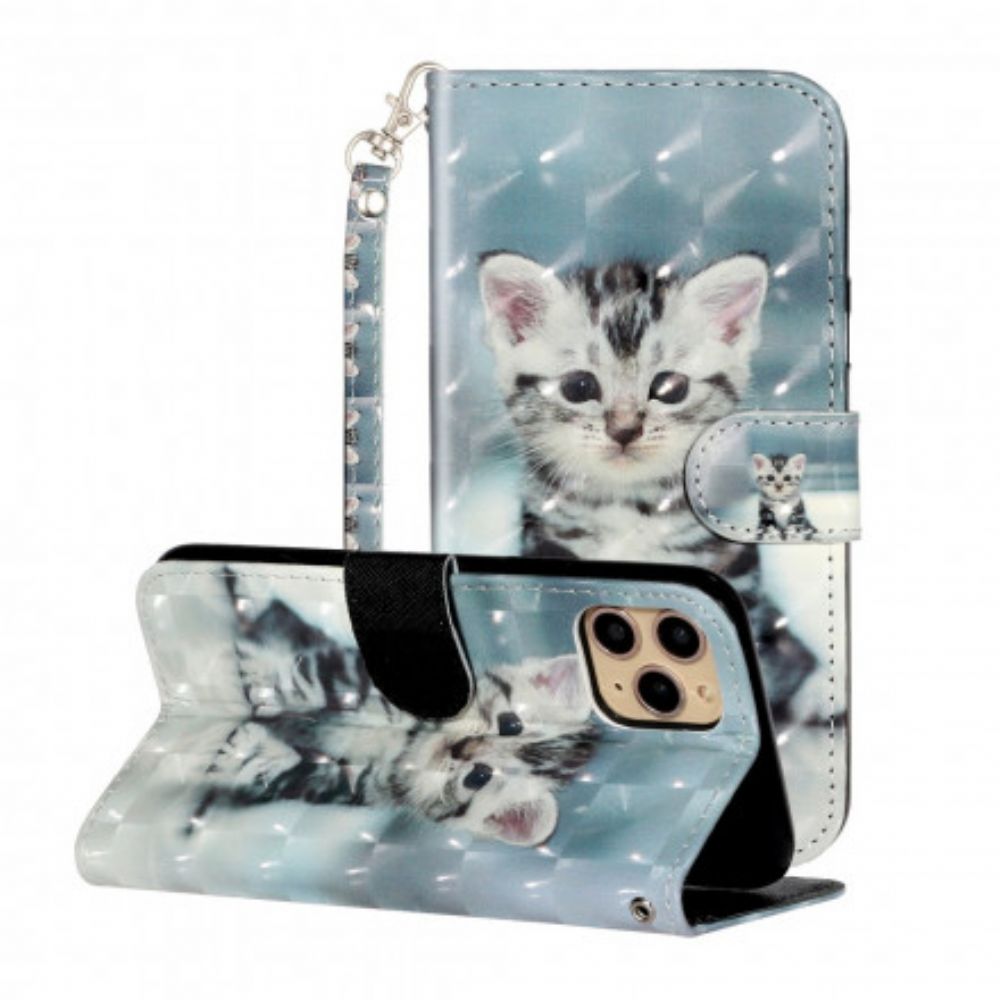 Folio-hoesje voor iPhone 11 Pro Max Met Ketting Chaton Lichtspots Met Riem