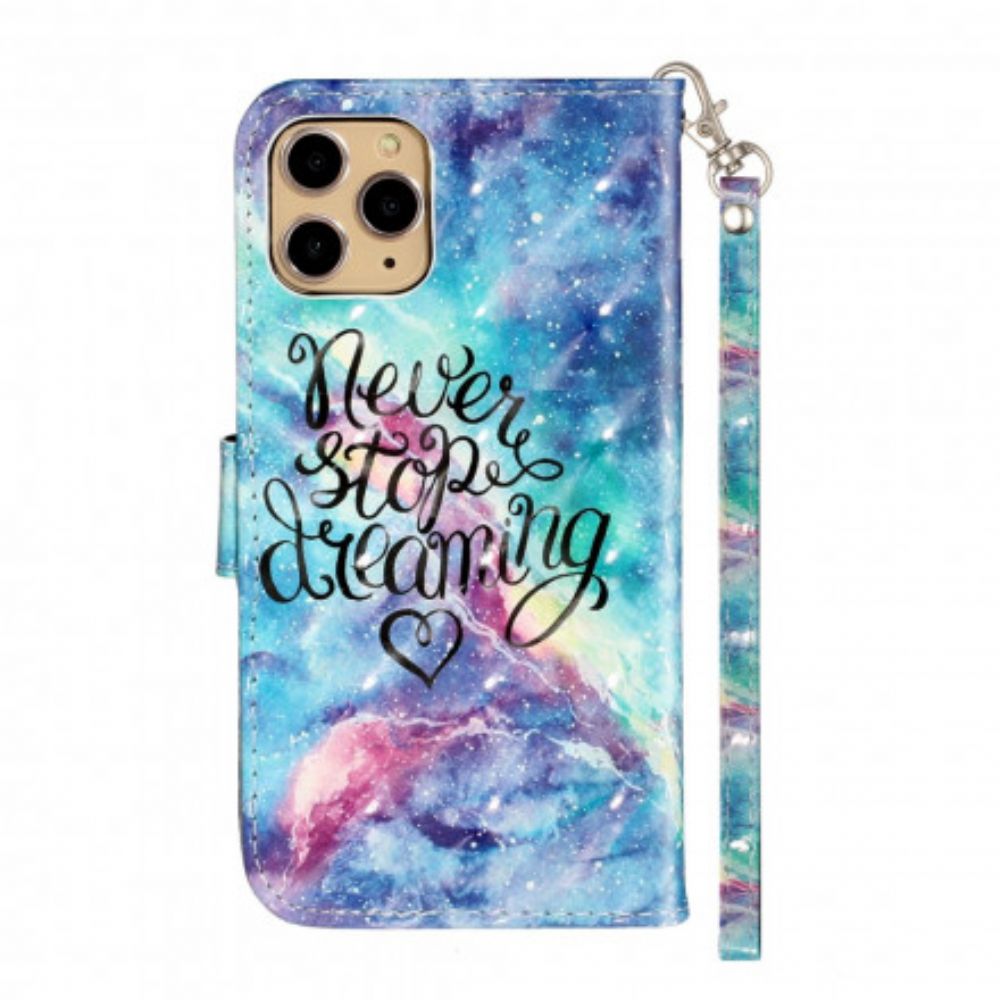 Folio-hoesje voor iPhone 11 Pro Max Nooit Stoppen Met Lanyard