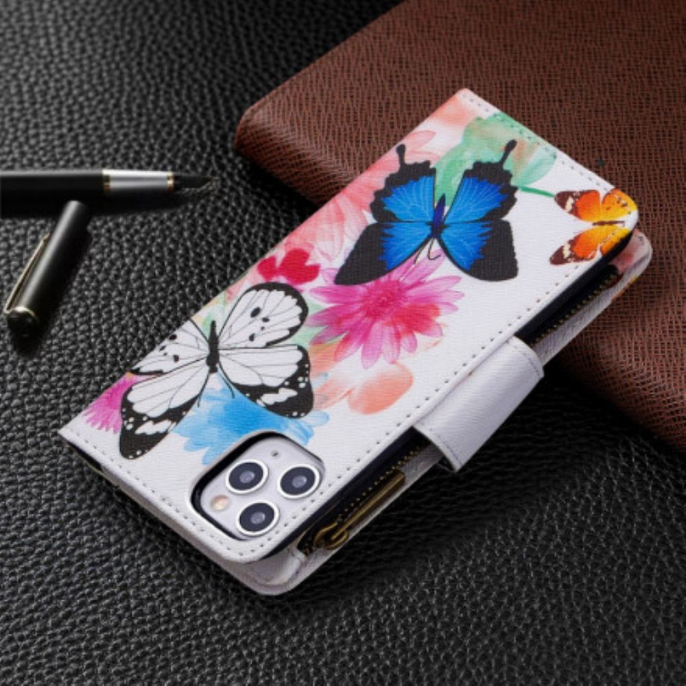 Folio-hoesje voor iPhone 11 Pro Max Vlinderszak Met Rits