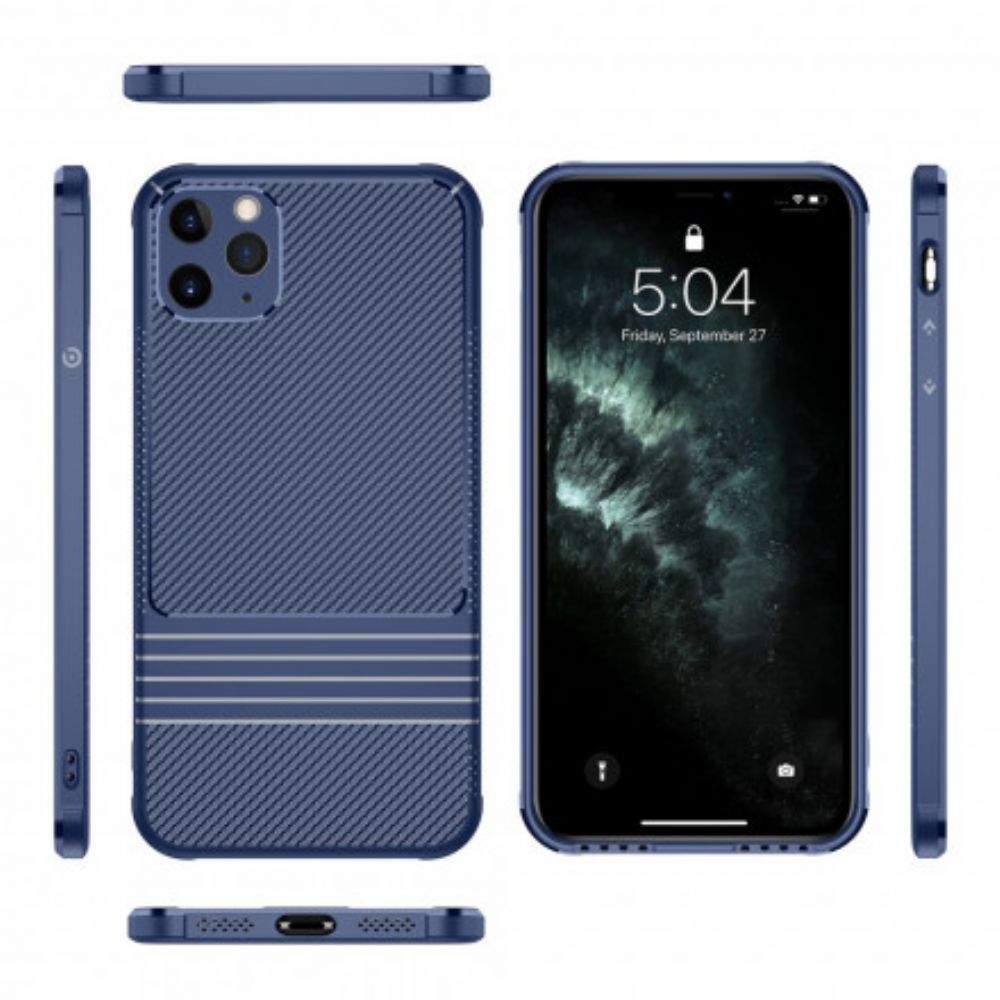 Hoesje voor iPhone 11 Pro Max Leeu Koolstofvezel