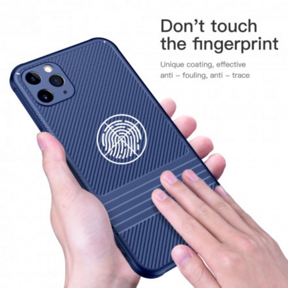 Hoesje voor iPhone 11 Pro Max Leeu Koolstofvezel