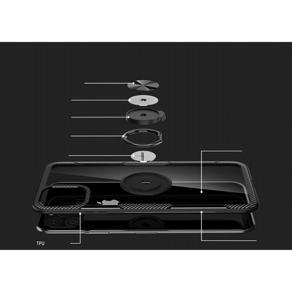 Hoesje voor iPhone 11 Pro Max Ringondersteuning Randen Metaaleffect