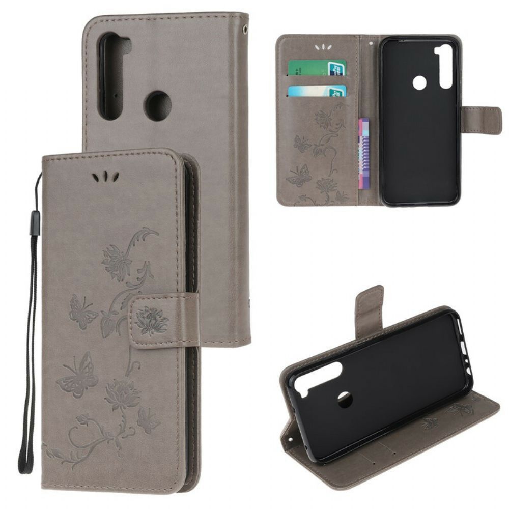 Folio-hoesje voor Xiaomi Redmi Note 8 Aziatische Vlinders En Bloemen