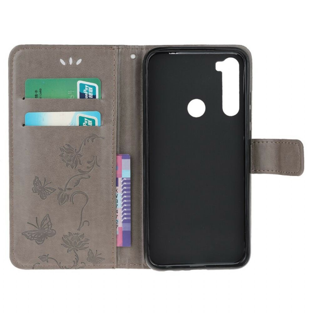 Folio-hoesje voor Xiaomi Redmi Note 8 Aziatische Vlinders En Bloemen