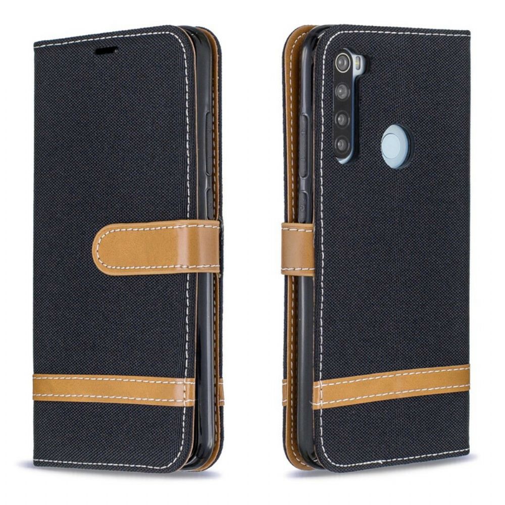 Folio-hoesje voor Xiaomi Redmi Note 8 Met Ketting Band Met Stof En Leereffect