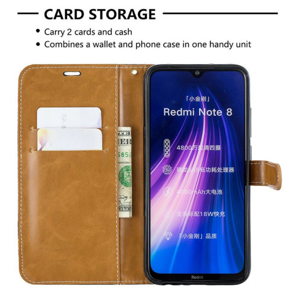 Folio-hoesje voor Xiaomi Redmi Note 8 Met Ketting Band Met Stof En Leereffect