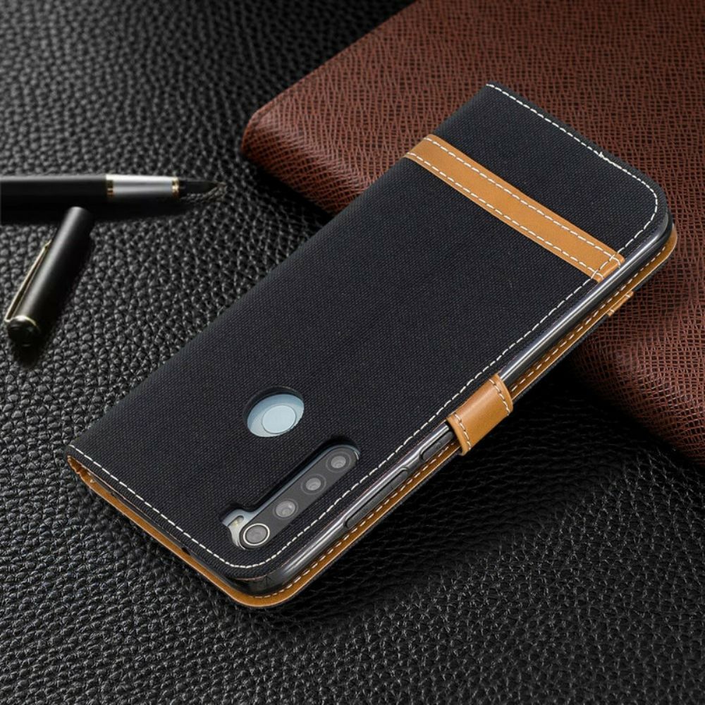 Folio-hoesje voor Xiaomi Redmi Note 8 Met Ketting Band Met Stof En Leereffect