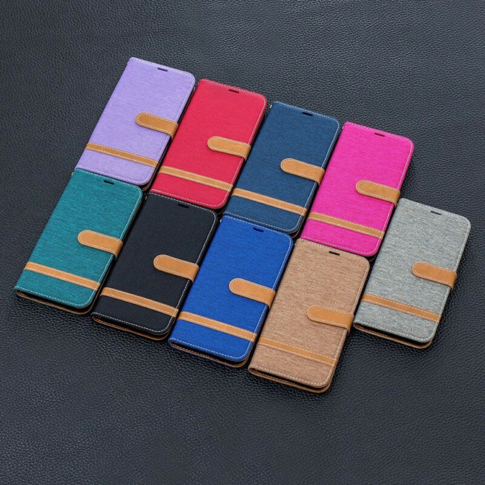 Folio-hoesje voor Xiaomi Redmi Note 8 Met Ketting Band Met Stof En Leereffect