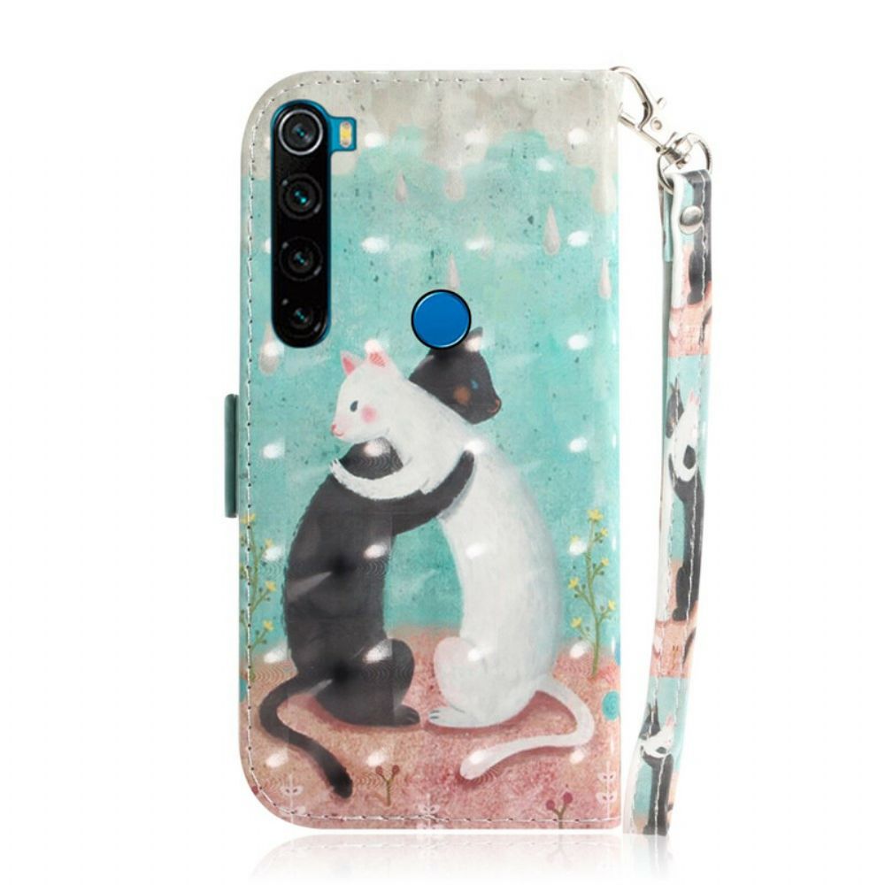 Folio-hoesje voor Xiaomi Redmi Note 8 Met Ketting Thong Kat Vrienden