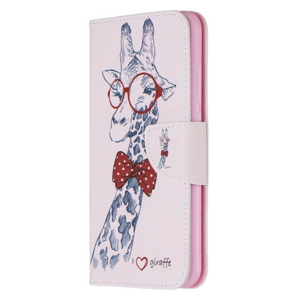 Folio-hoesje voor Xiaomi Redmi Note 8 Nerdy Giraf