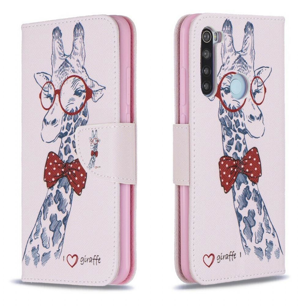 Folio-hoesje voor Xiaomi Redmi Note 8 Nerdy Giraf