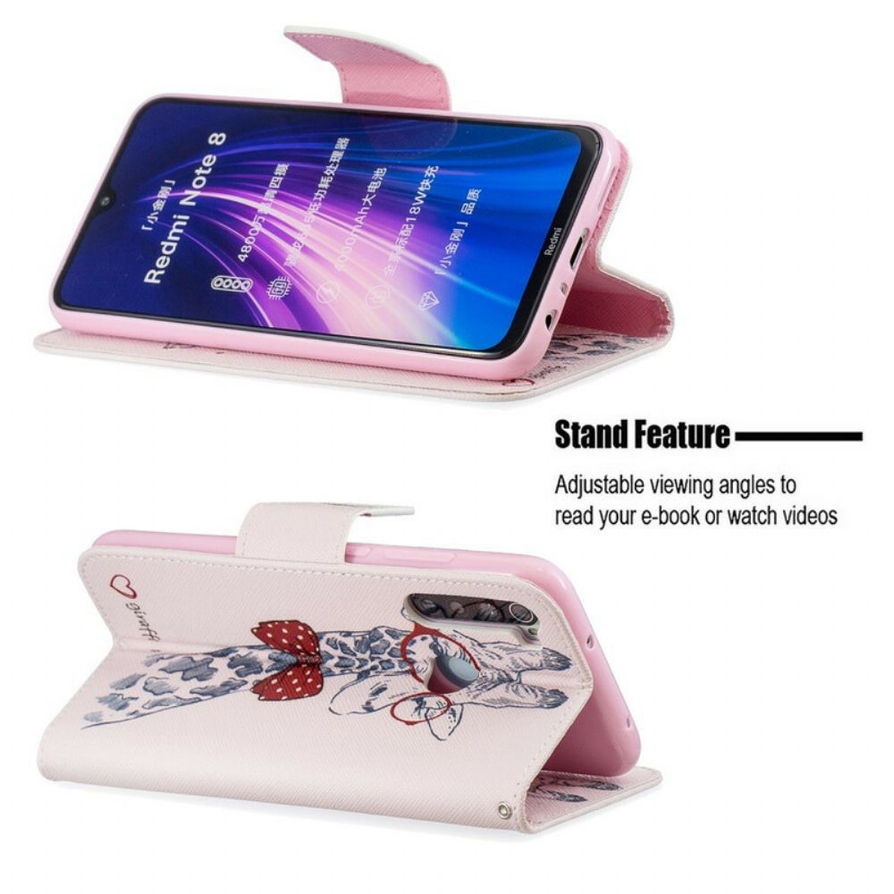 Folio-hoesje voor Xiaomi Redmi Note 8 Nerdy Giraf