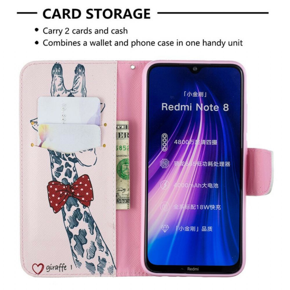 Folio-hoesje voor Xiaomi Redmi Note 8 Nerdy Giraf