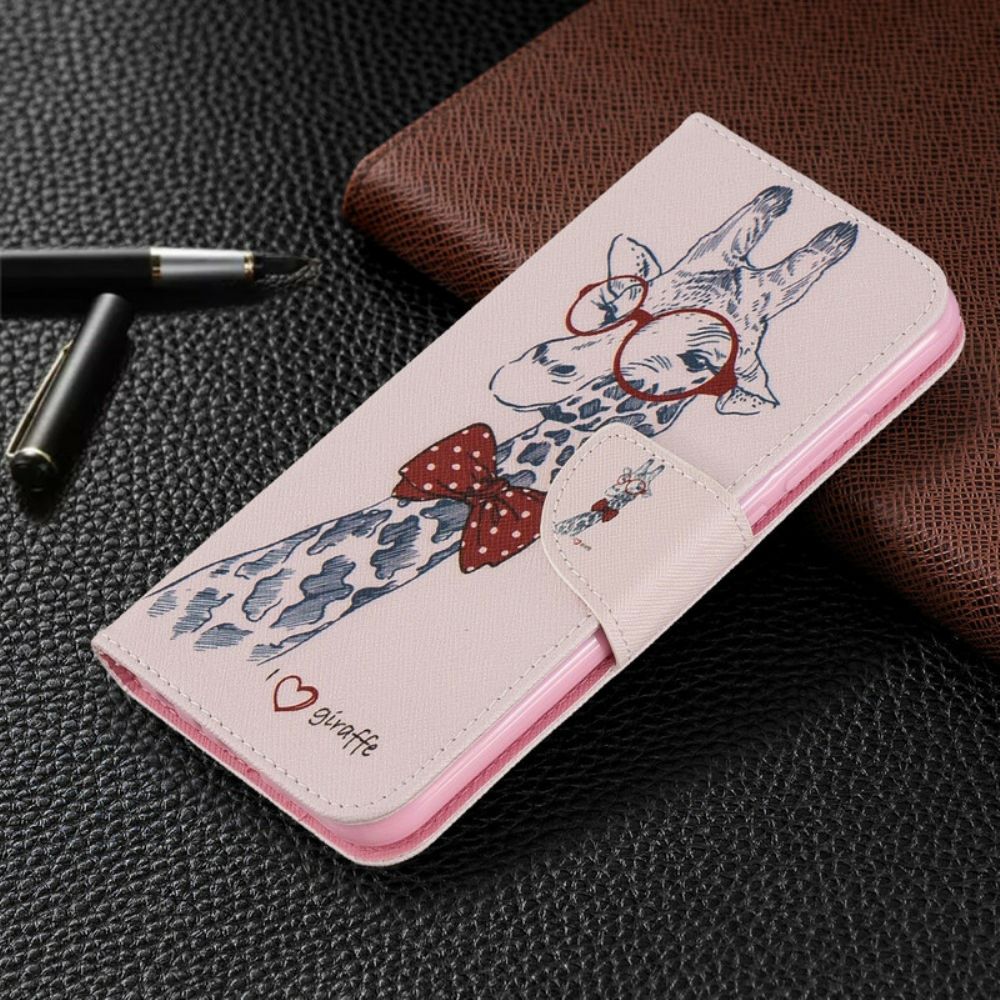 Folio-hoesje voor Xiaomi Redmi Note 8 Nerdy Giraf