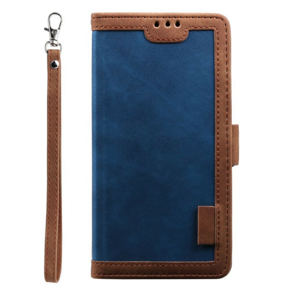 Folio-hoesje voor Xiaomi Redmi Note 8 Tweekleurige Kunstleer Versterkte Contouren