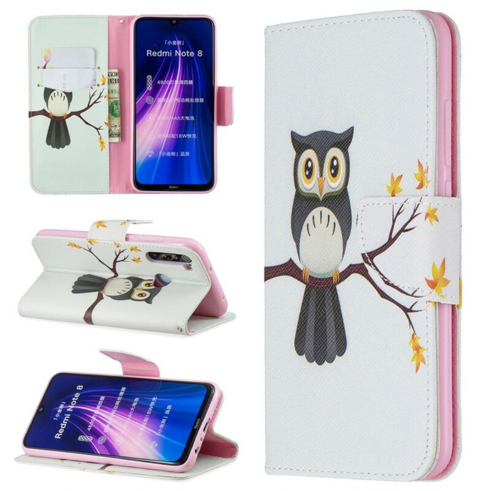Folio-hoesje voor Xiaomi Redmi Note 8 Uil Zat Op De Tak