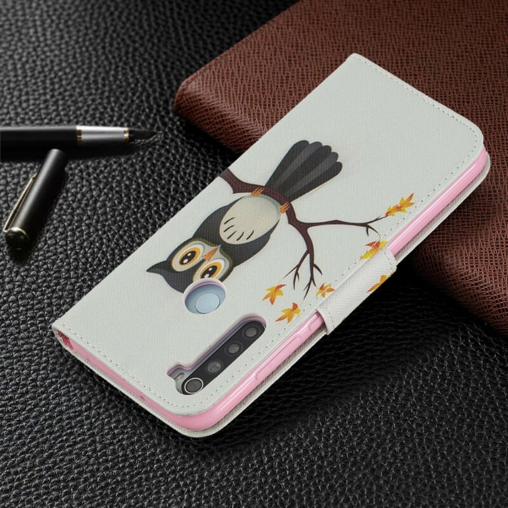 Folio-hoesje voor Xiaomi Redmi Note 8 Uil Zat Op De Tak