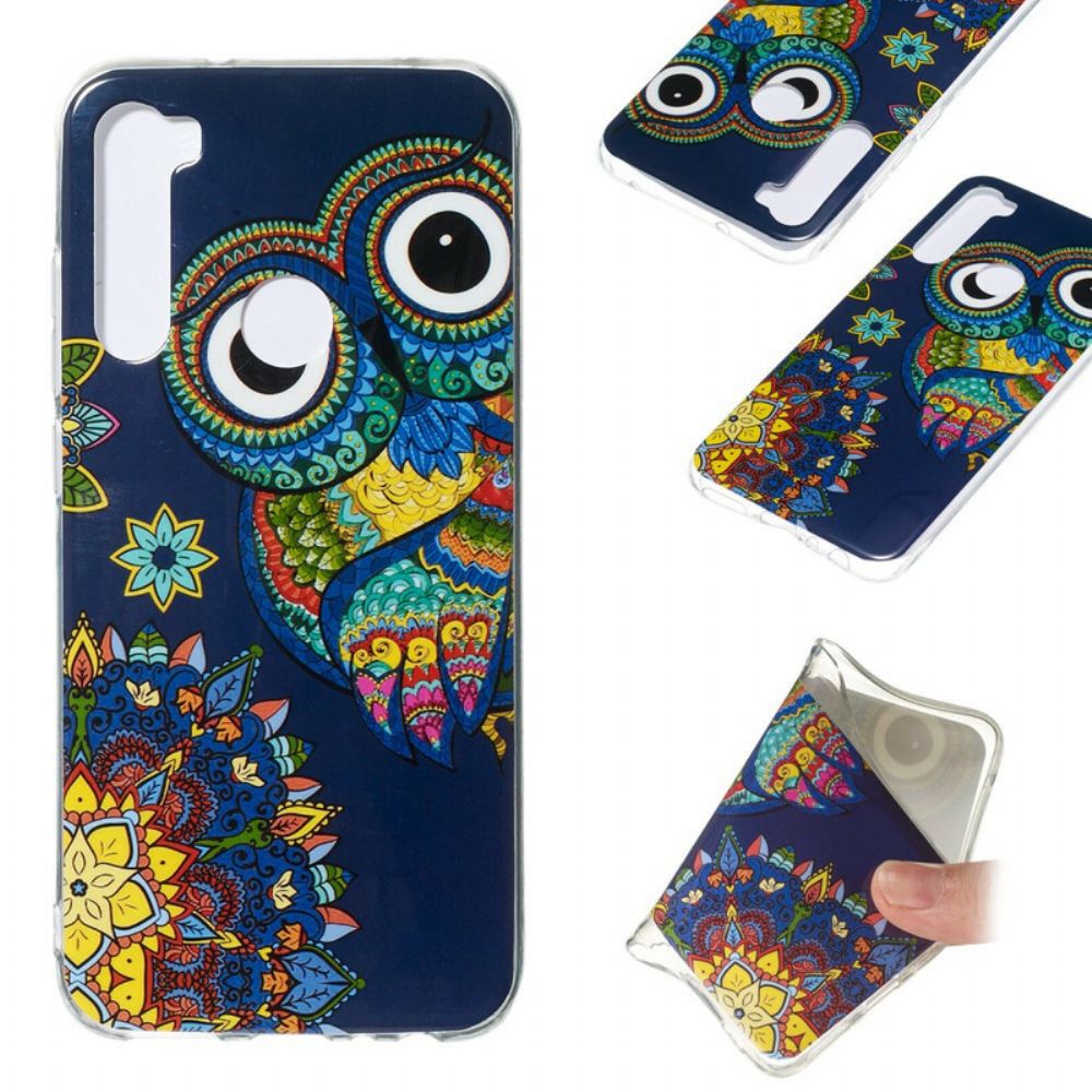 Hoesje voor Xiaomi Redmi Note 8 Fluorescerende Uil Mandala