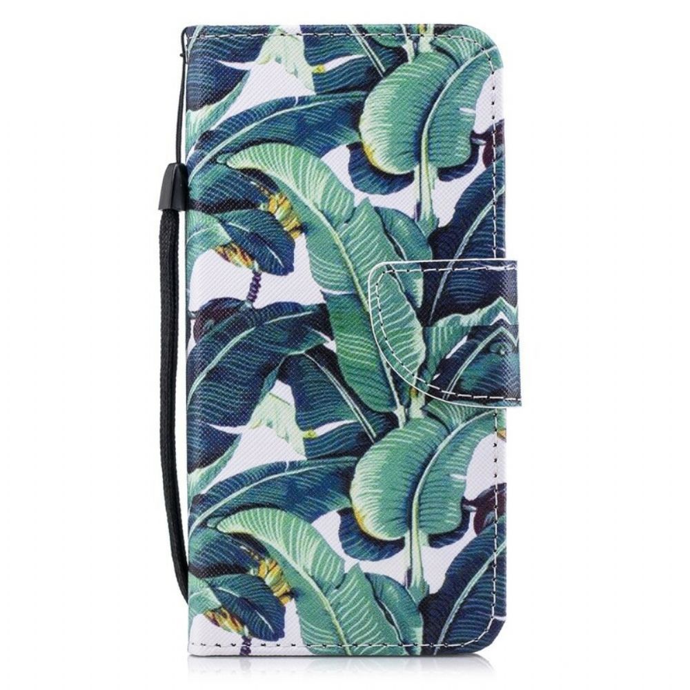 Folio-hoesje voor Huawei P Smart Met Ketting Tropische Bladeren Band