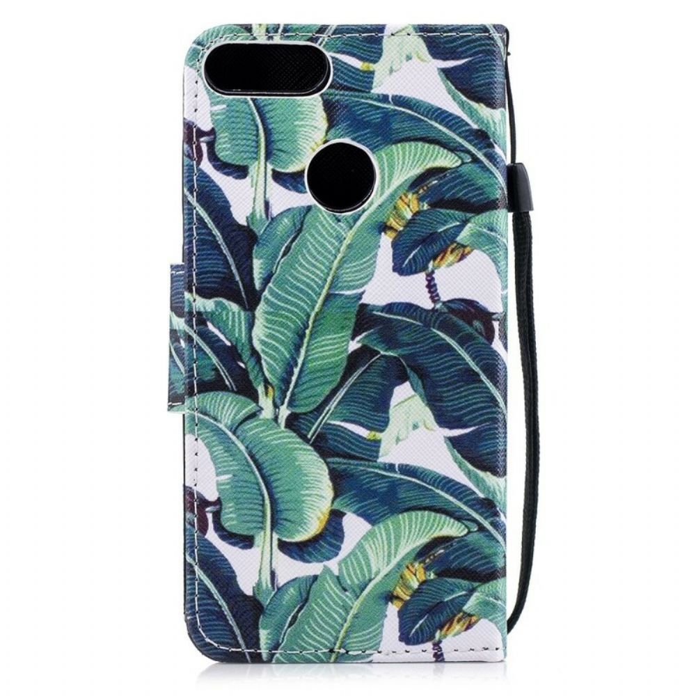 Folio-hoesje voor Huawei P Smart Met Ketting Tropische Bladeren Band