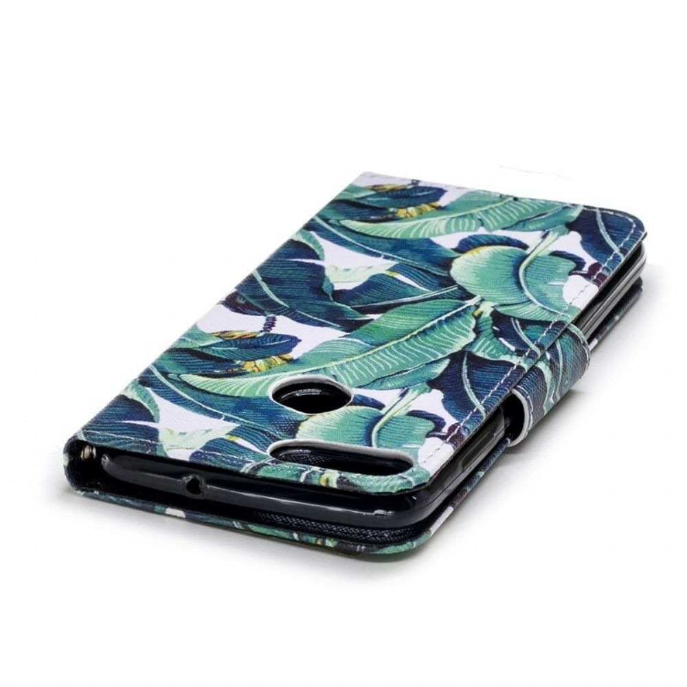 Folio-hoesje voor Huawei P Smart Met Ketting Tropische Bladeren Band