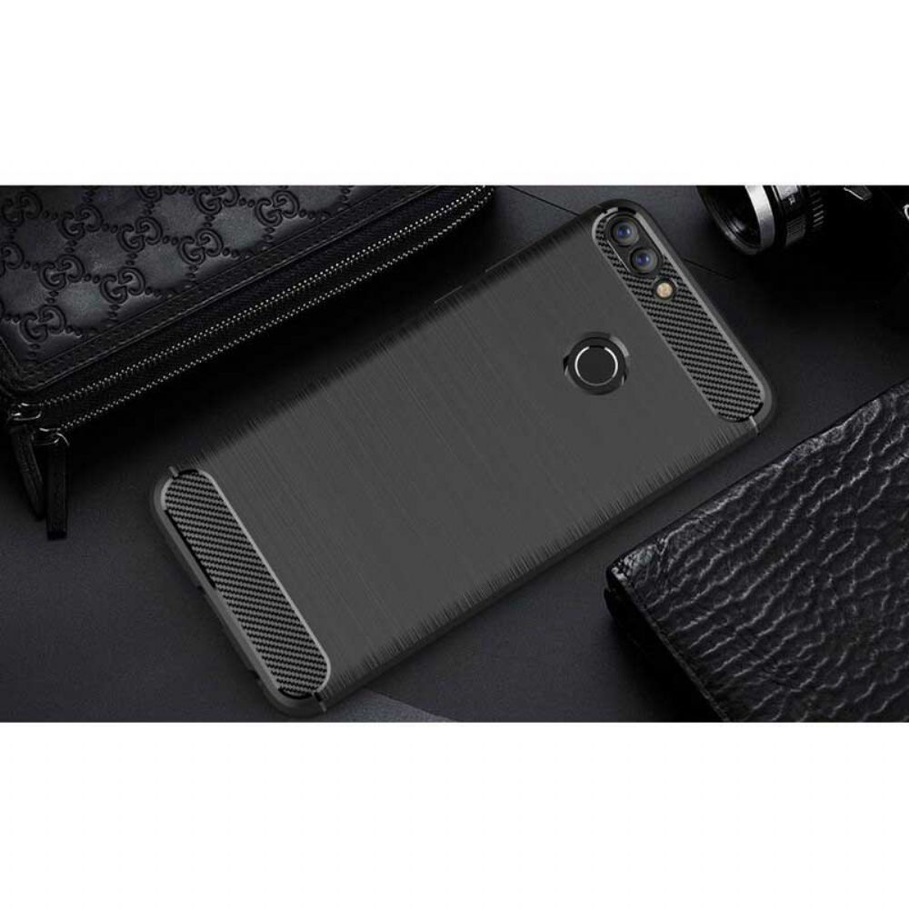 Hoesje voor Huawei P Smart Geborstelde Koolstofvezel