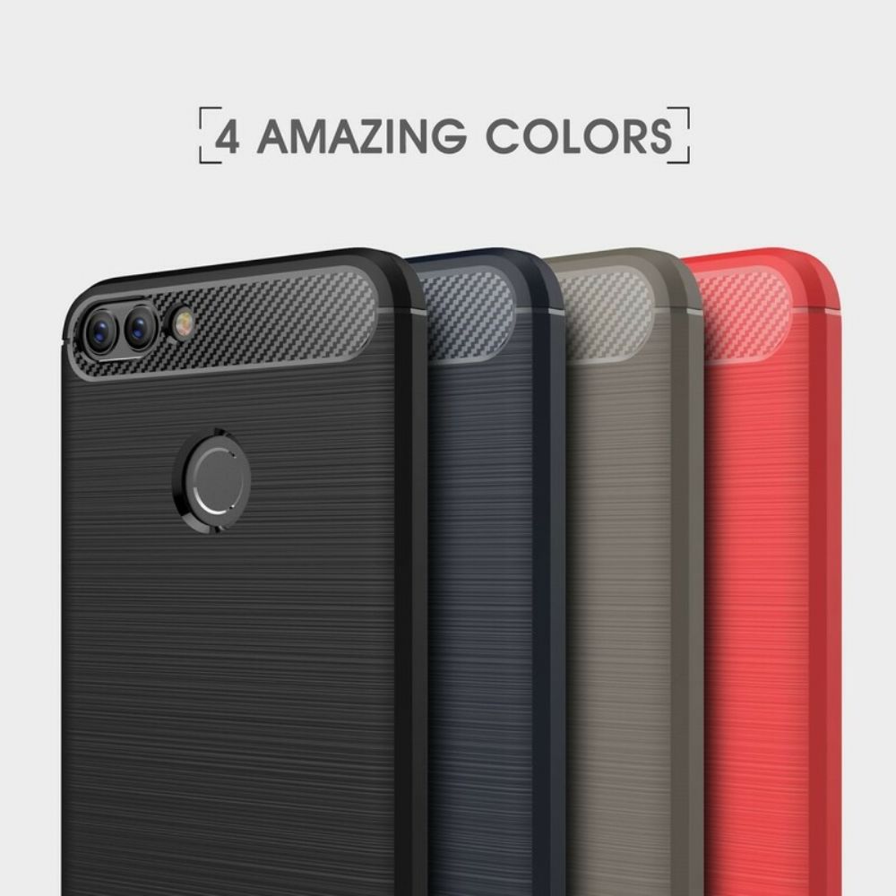 Hoesje voor Huawei P Smart Geborstelde Koolstofvezel