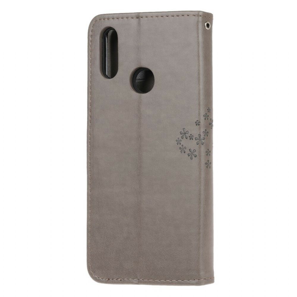 Folio-hoesje voor Samsung Galaxy A10s Met Ketting Boom En Uilen Met Bandjes