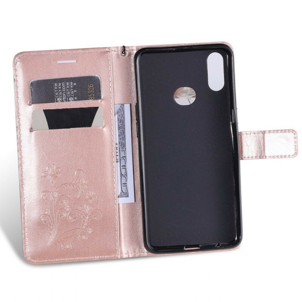 Folio-hoesje voor Samsung Galaxy A10s Met Ketting Reuzenvlinders Met Bandjes