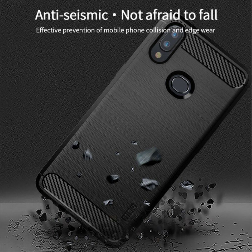 Hoesje voor Samsung Galaxy A10s Mofi Geborstelde Koolstofvezel