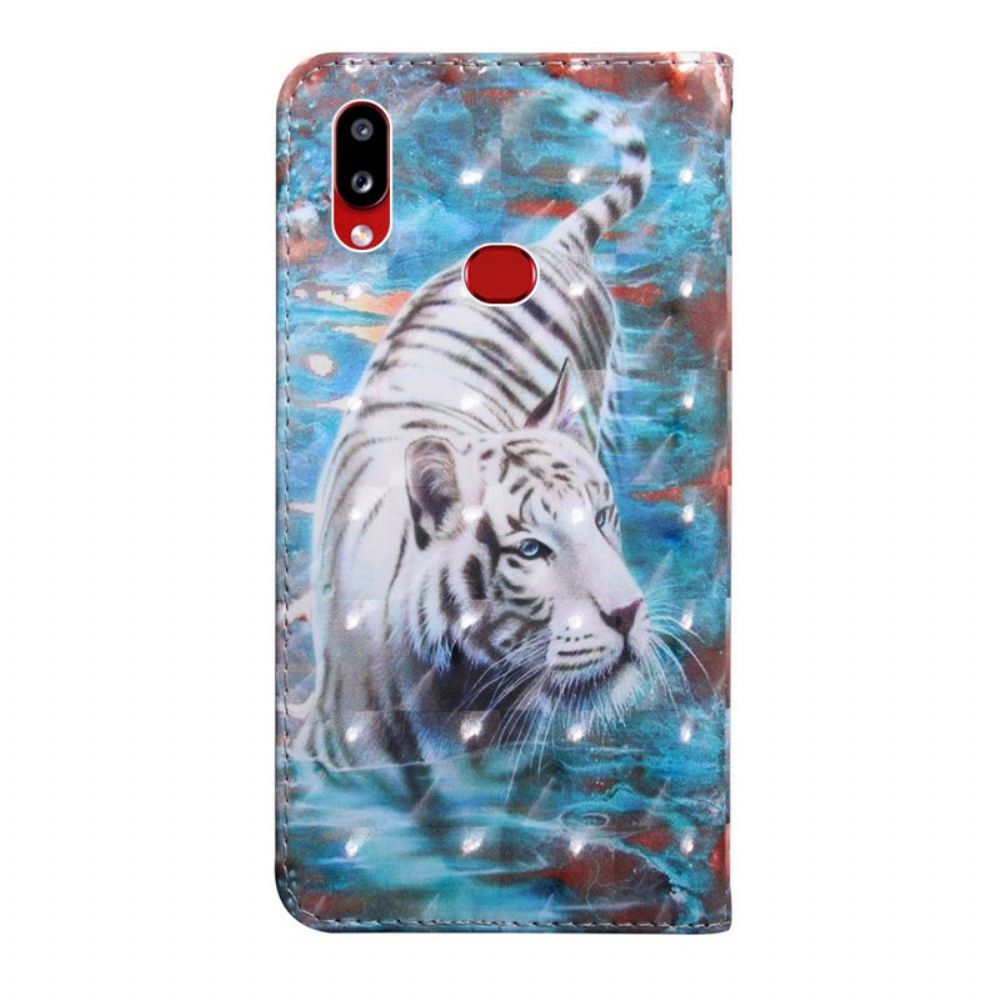 Leren Hoesje voor Samsung Galaxy A10s Lichtvlek Lucian De Tijger