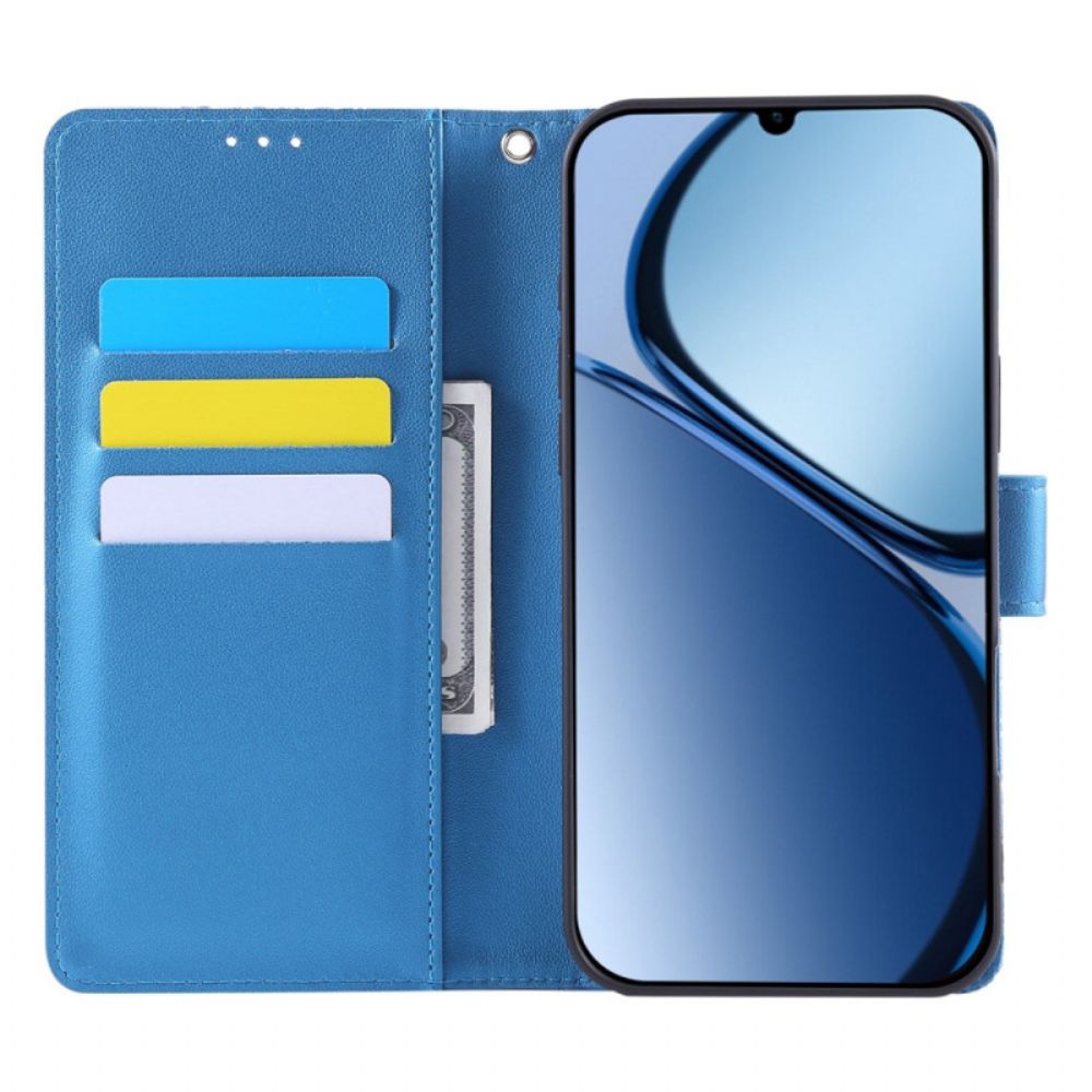 Leren Hoesje Realme C63 Bloemenkant Bescherming Hoesje