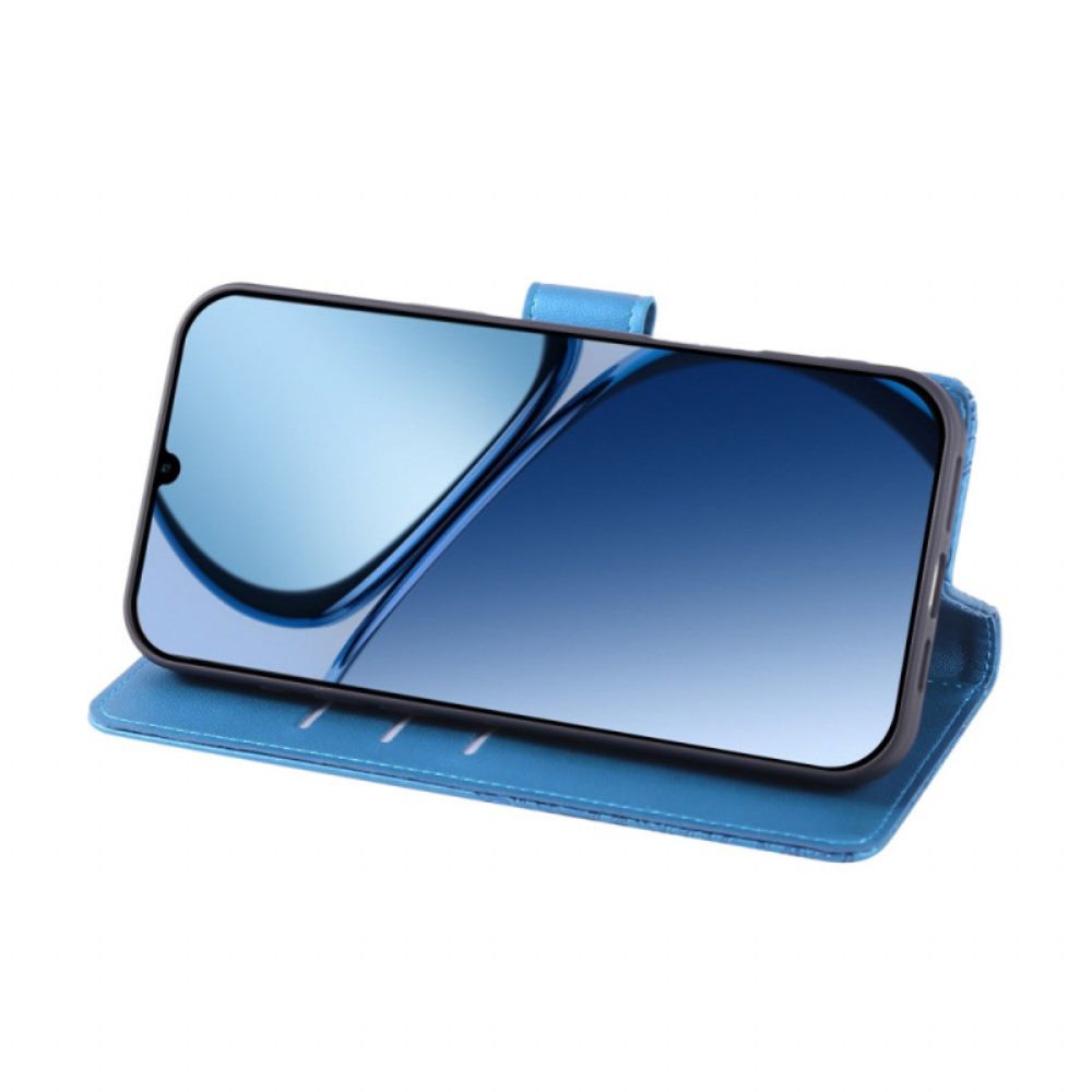 Leren Hoesje Realme C63 Bloemenkant Bescherming Hoesje