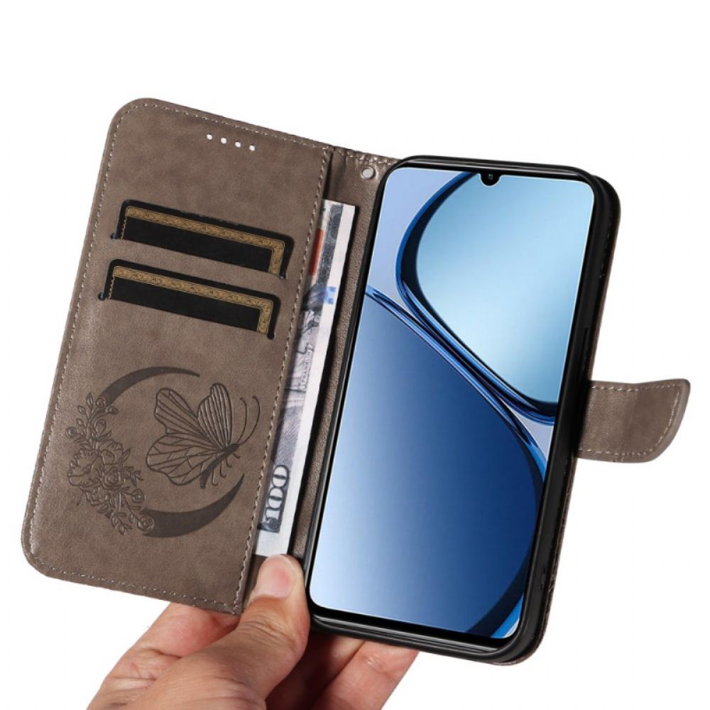 Leren Hoesje Voor Realme C63 Grafische Vlinder