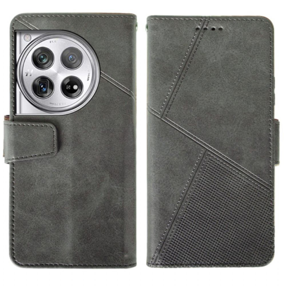 Leren Hoesje Oneplus 12 5g Idewei-lijnen Bescherming Hoesje