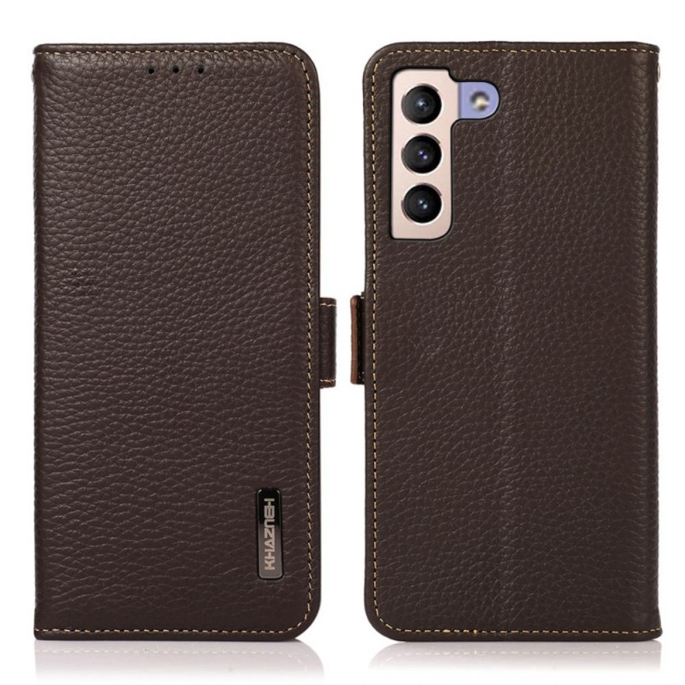 Flip Case voor Samsung Galaxy S22 Plus 5G Litchi Leer Khazneh Rfid