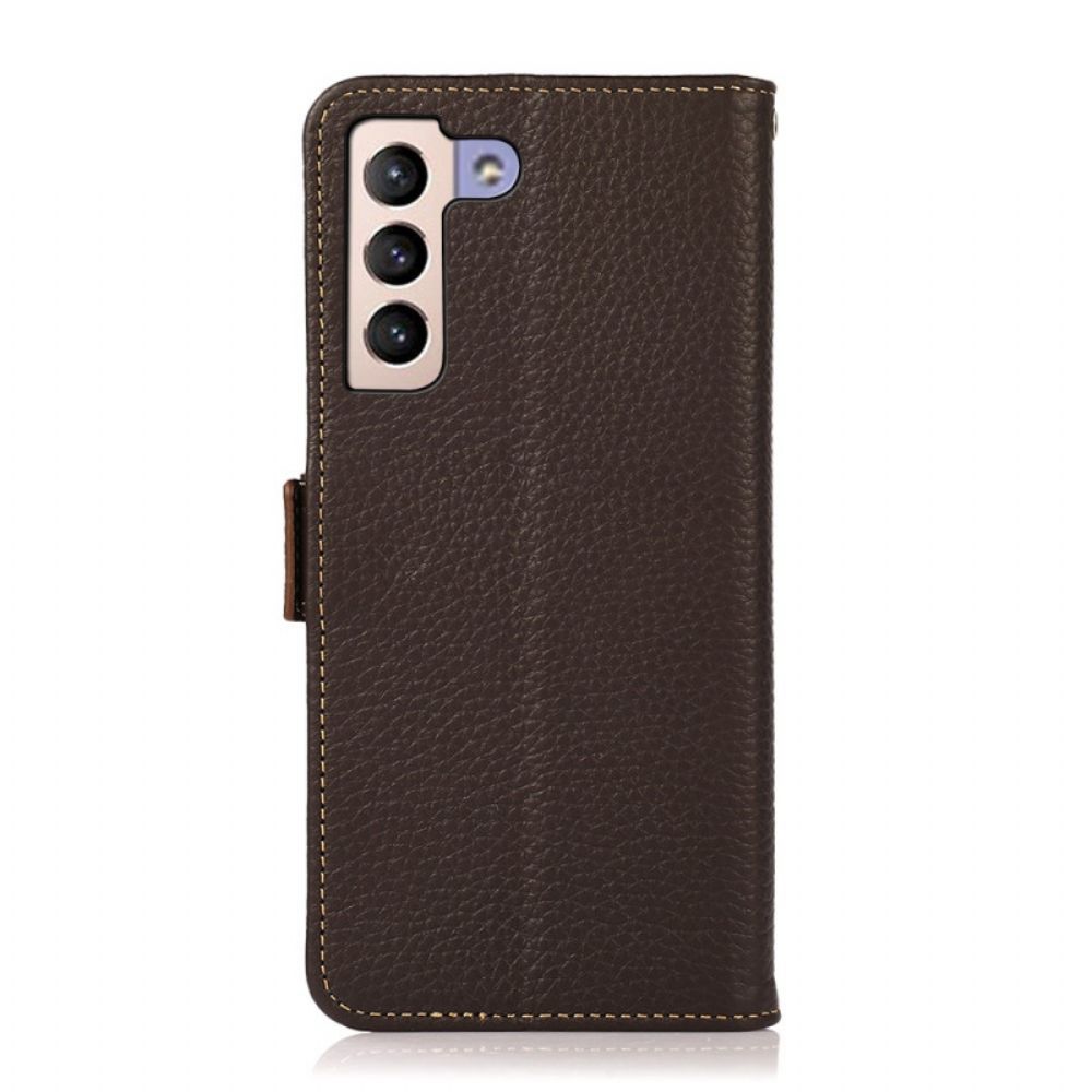 Flip Case voor Samsung Galaxy S22 Plus 5G Litchi Leer Khazneh Rfid