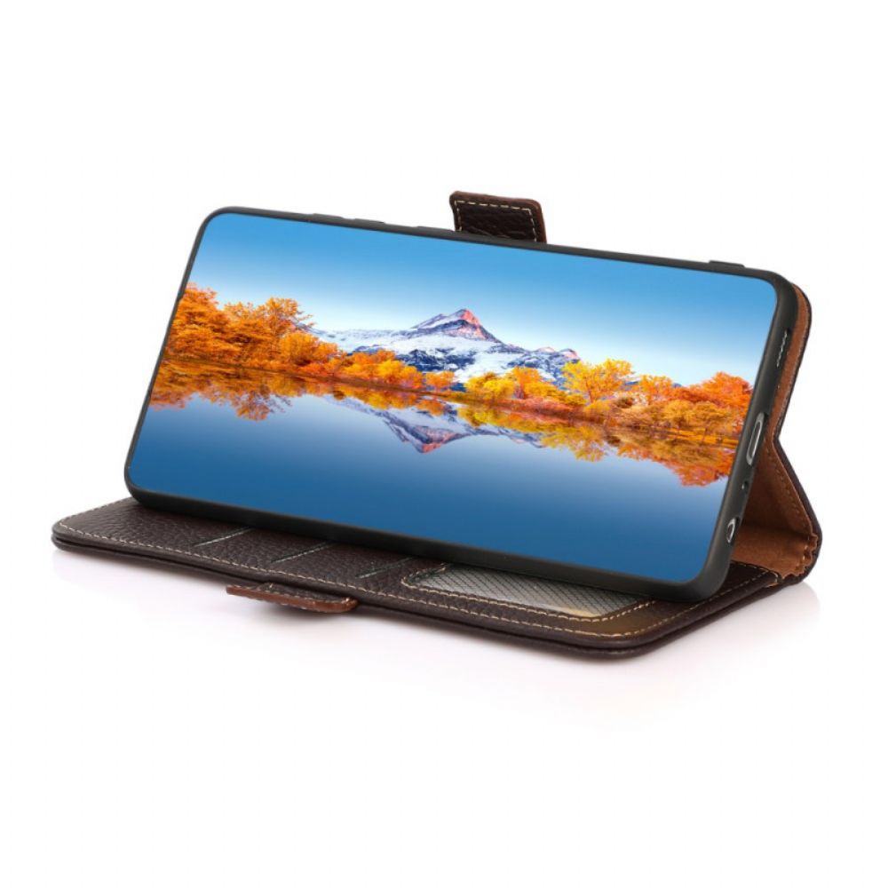 Flip Case voor Samsung Galaxy S22 Plus 5G Litchi Leer Khazneh Rfid