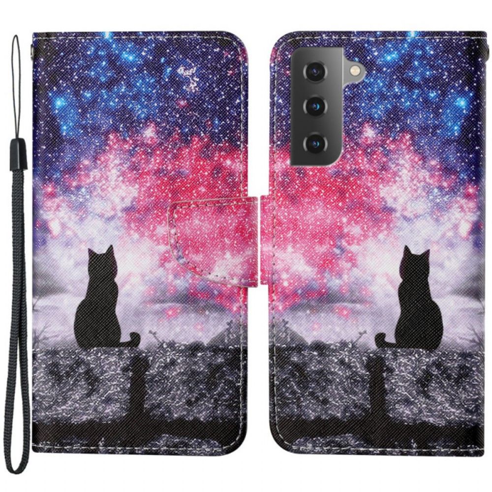 Folio-hoesje voor Samsung Galaxy S22 Plus 5G Kattenverhalen Met Lanyard
