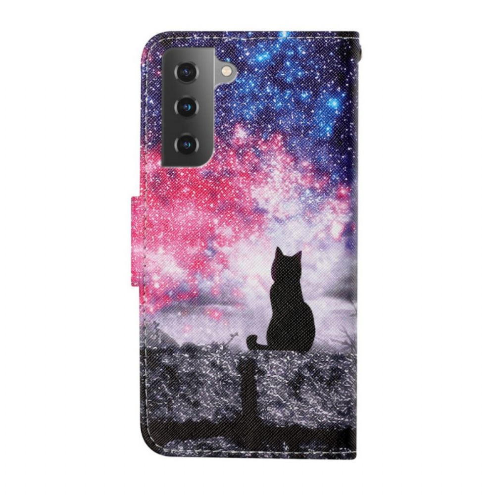 Folio-hoesje voor Samsung Galaxy S22 Plus 5G Kattenverhalen Met Lanyard