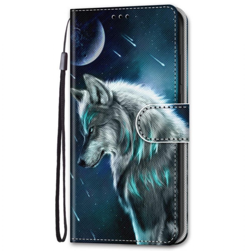 Folio-hoesje voor Samsung Galaxy S22 Plus 5G Maanwolf Met Koord