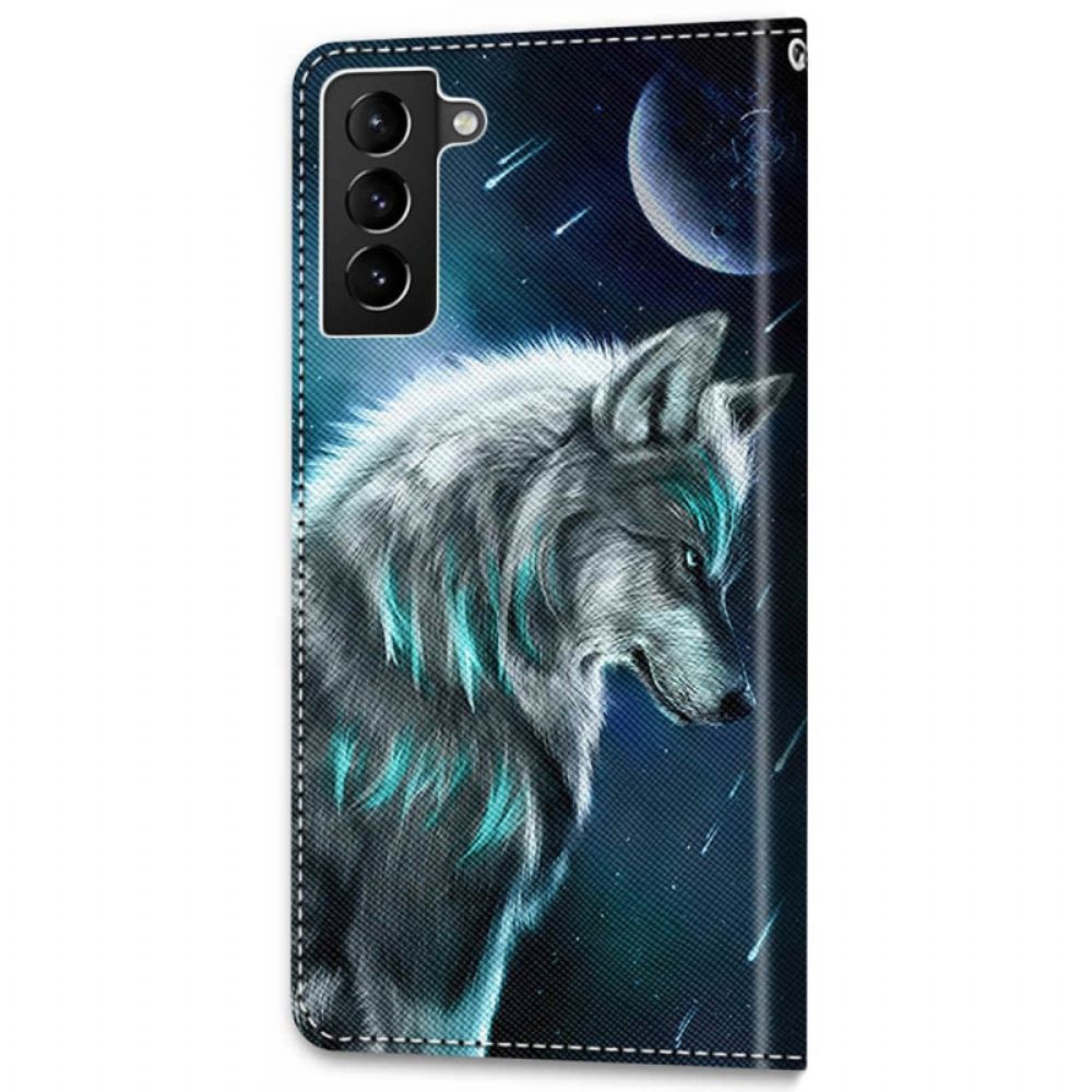 Folio-hoesje voor Samsung Galaxy S22 Plus 5G Maanwolf Met Koord