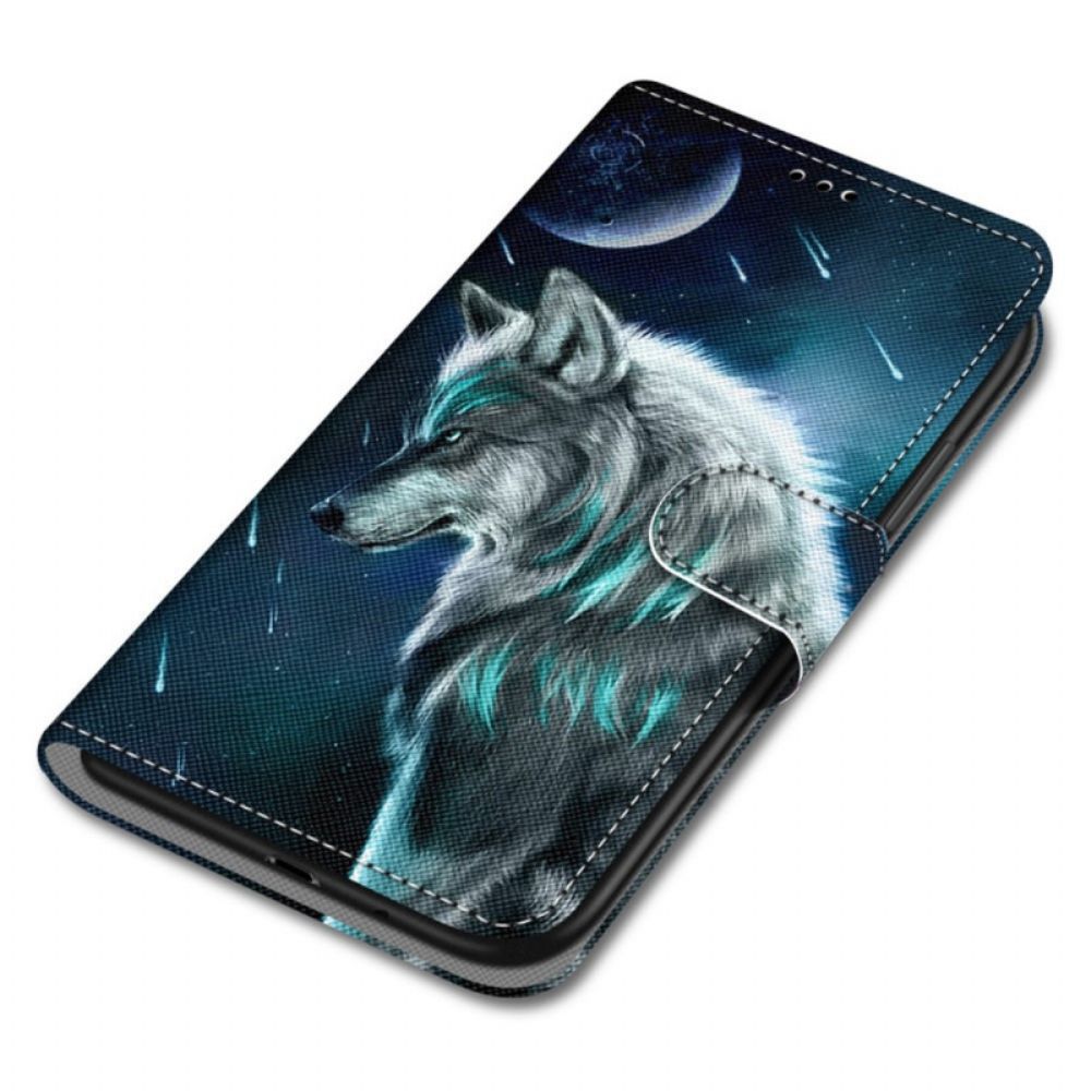 Folio-hoesje voor Samsung Galaxy S22 Plus 5G Maanwolf Met Koord