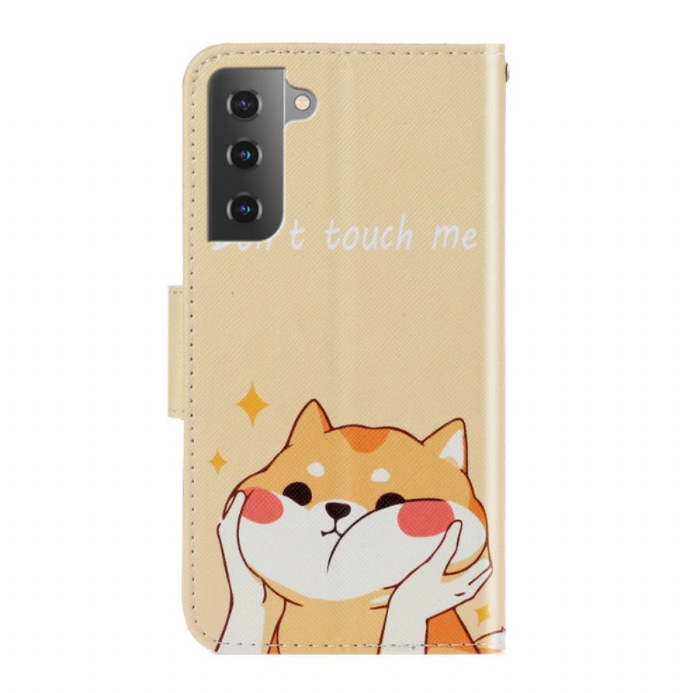 Folio-hoesje voor Samsung Galaxy S22 Plus 5G Met Ketting Raak Me Niet Aan Kat Met Bandjes