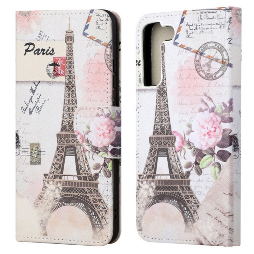 Folio-hoesje voor Samsung Galaxy S22 Plus 5G Retro Eiffeltoren