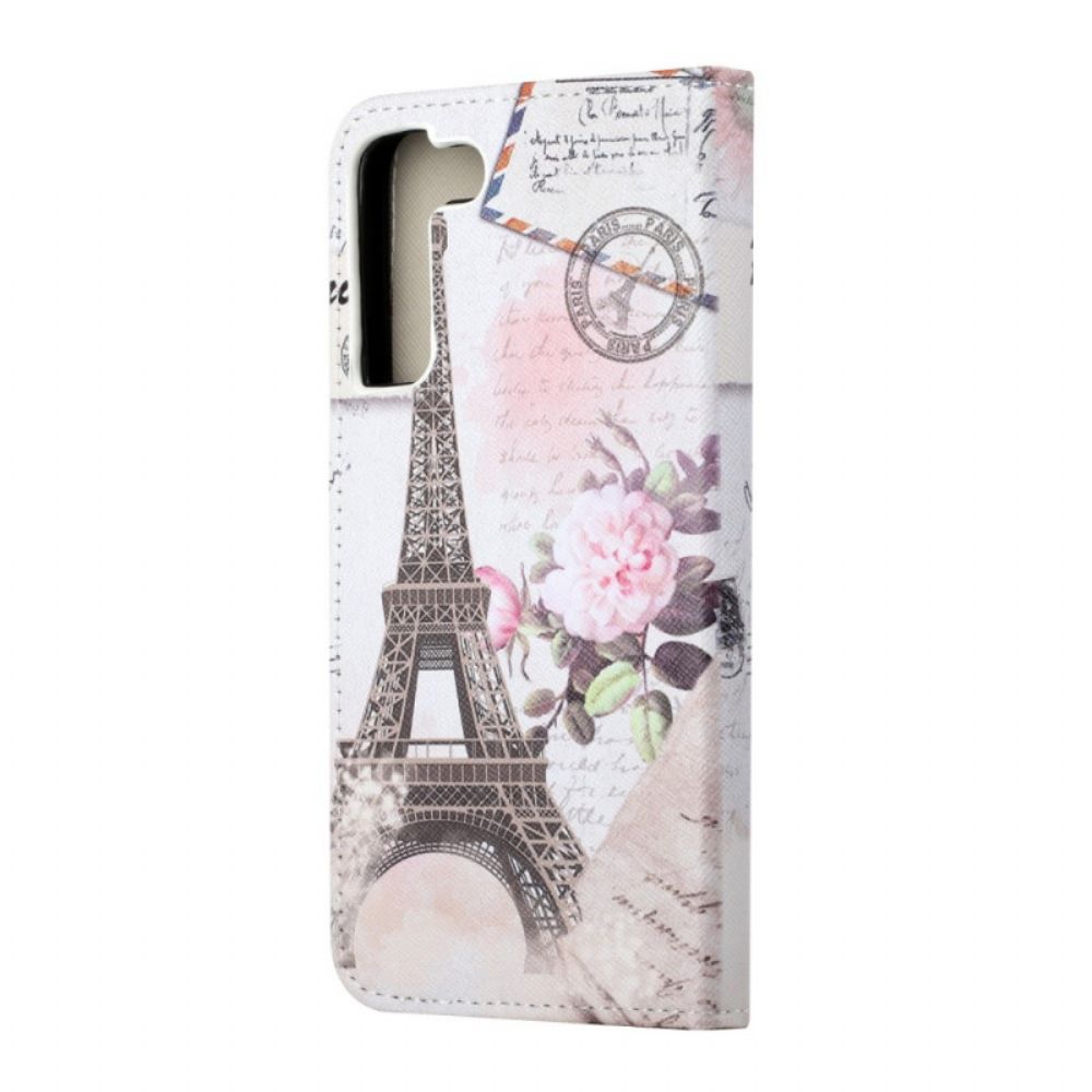 Folio-hoesje voor Samsung Galaxy S22 Plus 5G Retro Eiffeltoren